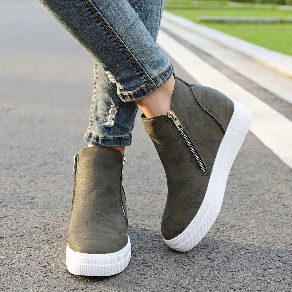 Gibobby Sneakers for Women Wide Width,Casual Slip On Lazy Shoes Breathable Hollow-Out Flat Loafers Wedge Shoes