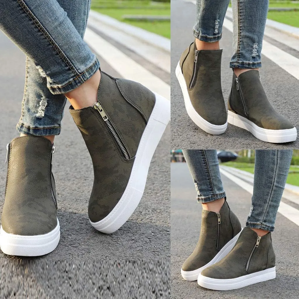 Gibobby Sneakers for Women Wide Width,Casual Slip On Lazy Shoes Breathable Hollow-Out Flat Loafers Wedge Shoes