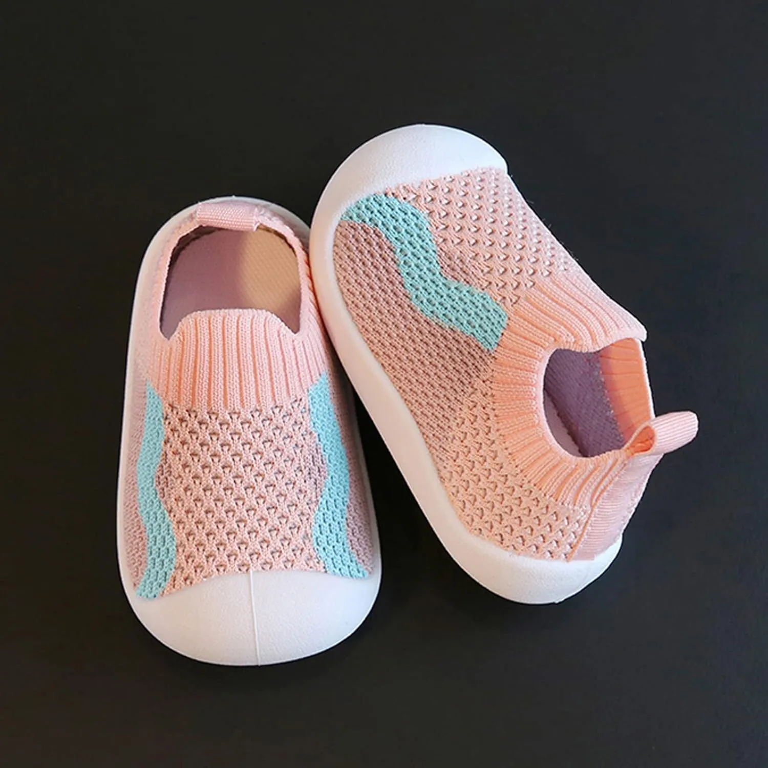 Girls Boys Kids Leisure Shoes Mesh Soft Bottom Breathable Slip On Sport Shoes Socks Shoes Toddler Walking Shoes