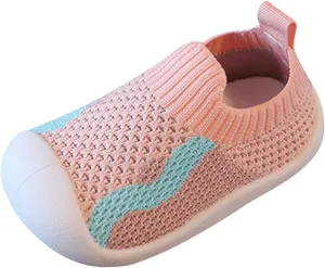 Girls Boys Kids Leisure Shoes Mesh Soft Bottom Breathable Slip On Sport Shoes Socks Shoes Toddler Walking Shoes