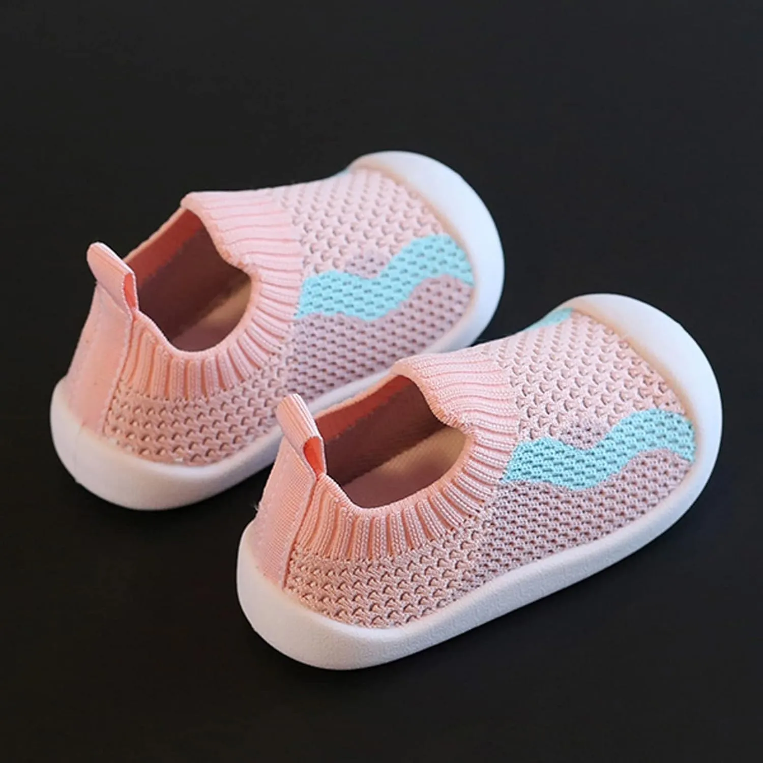 Girls Boys Kids Leisure Shoes Mesh Soft Bottom Breathable Slip On Sport Shoes Socks Shoes Toddler Walking Shoes