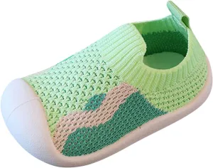 Girls Boys Kids Leisure Shoes Mesh Soft Bottom Breathable Slip On Sport Shoes Socks Shoes Toddler Walking Shoes