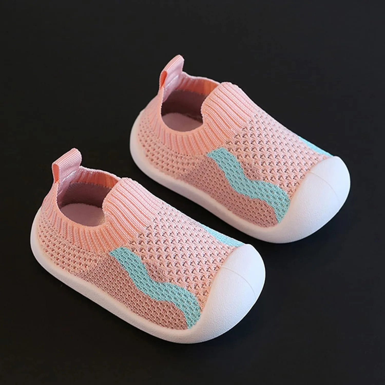 Girls Boys Kids Leisure Shoes Mesh Soft Bottom Breathable Slip On Sport Shoes Socks Shoes Toddler Walking Shoes