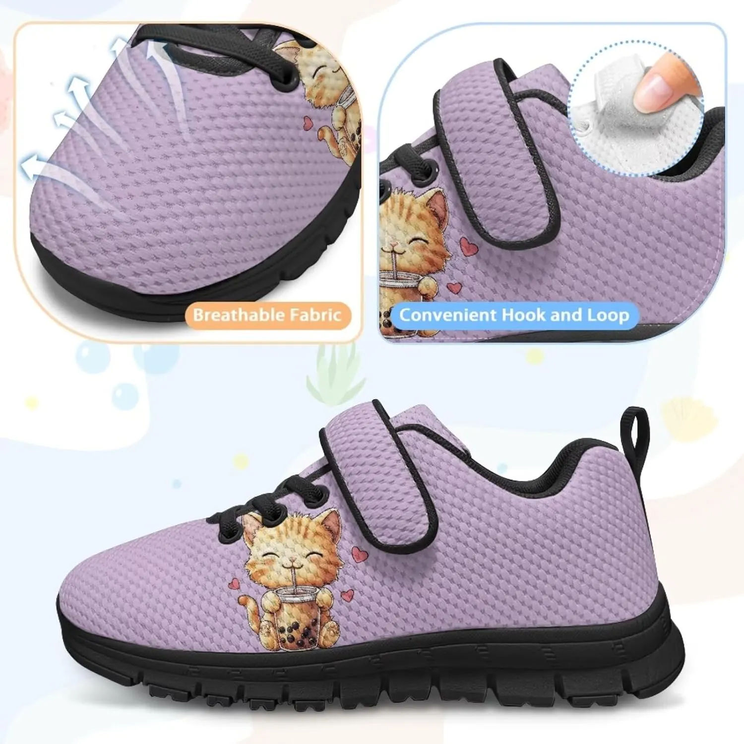 Girls Cute Sneakers Single Buckle Athletic Shoes Breathable Mesh Sneaker for Running Tennis Walking US 11-2.5