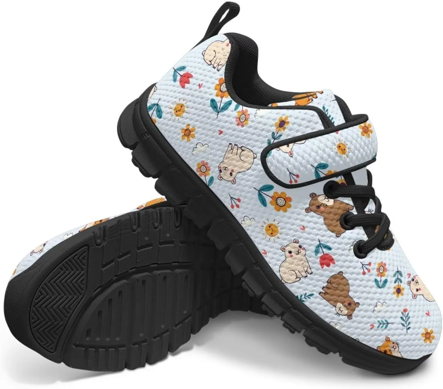 Girls Cute Sneakers Single Buckle Athletic Shoes Breathable Mesh Sneaker for Running Tennis Walking US 11-2.5