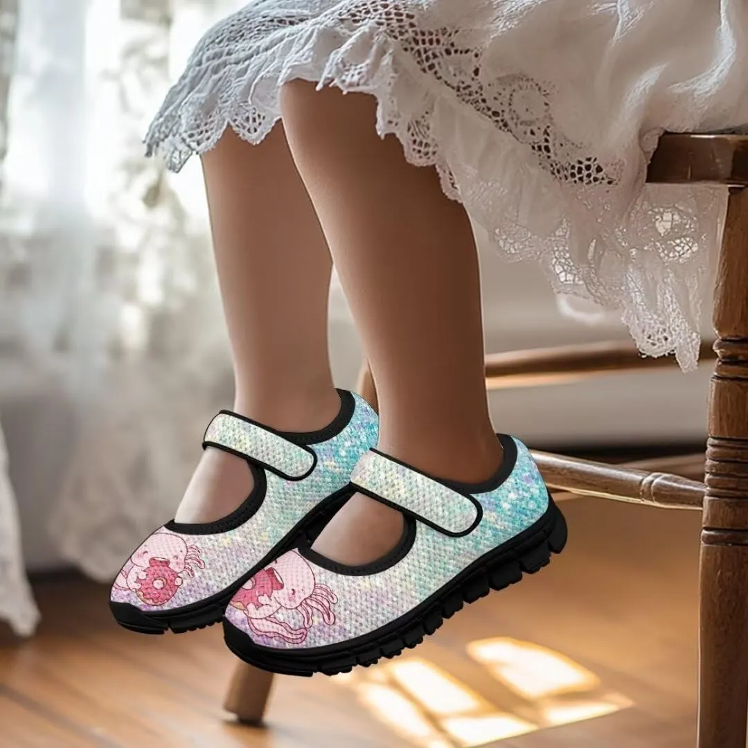 Girls Mesh Sneaker Toddler Mary Jane Shoes Lightweight Casual Shoes for Running Vacation