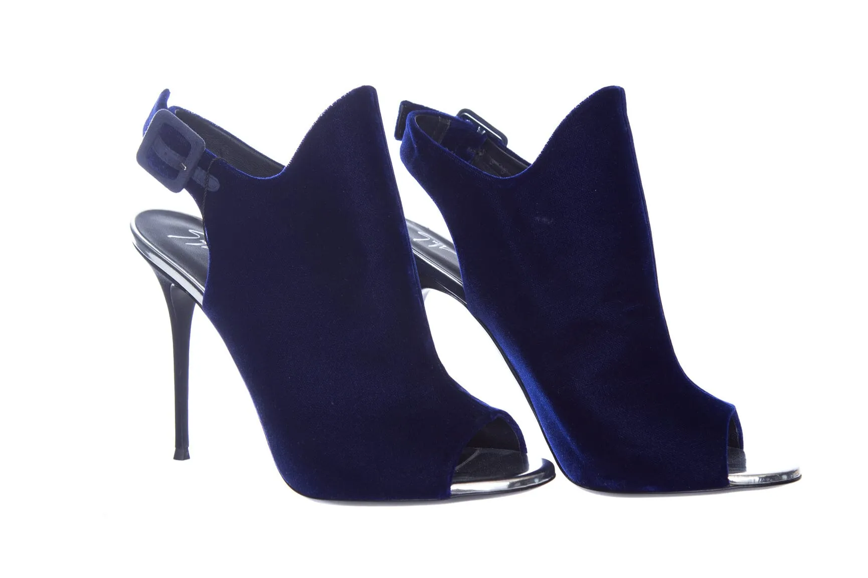 Giuseppe Zanotti Blue Velvet Peep Toe Heels SZ 39