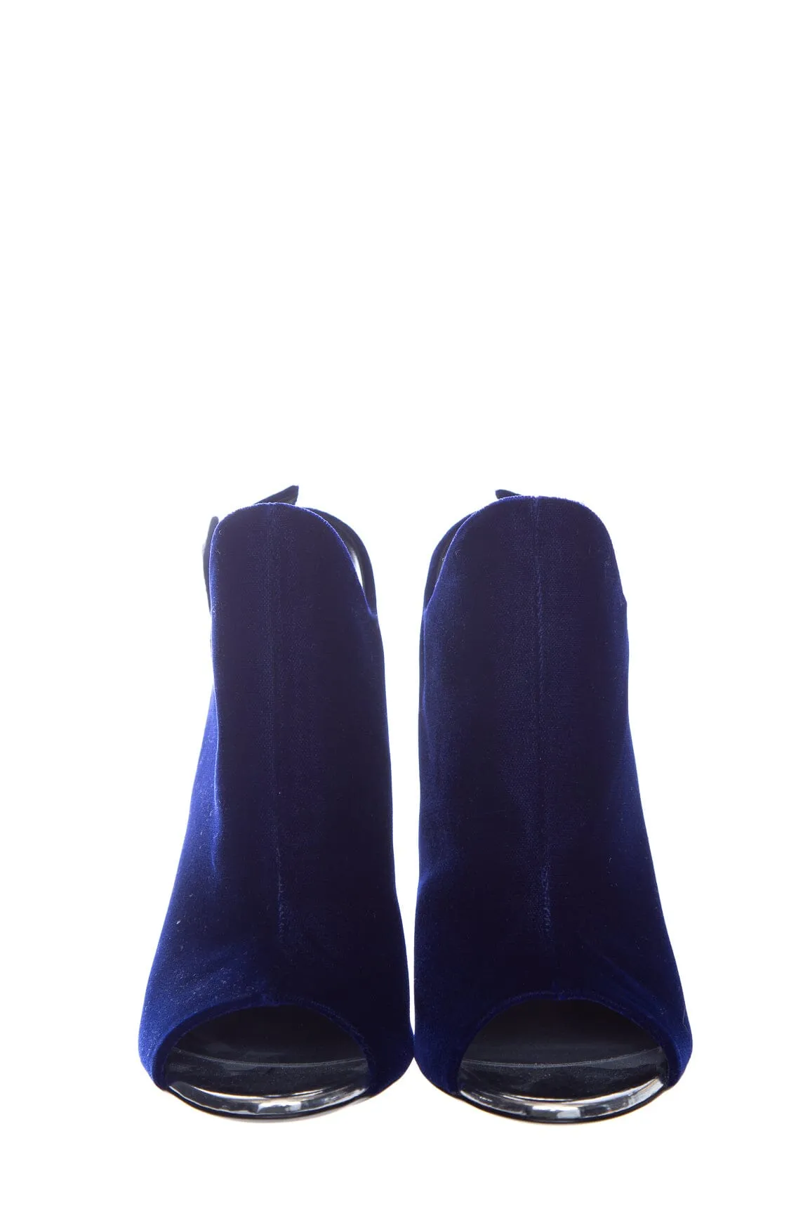 Giuseppe Zanotti Blue Velvet Peep Toe Heels SZ 39