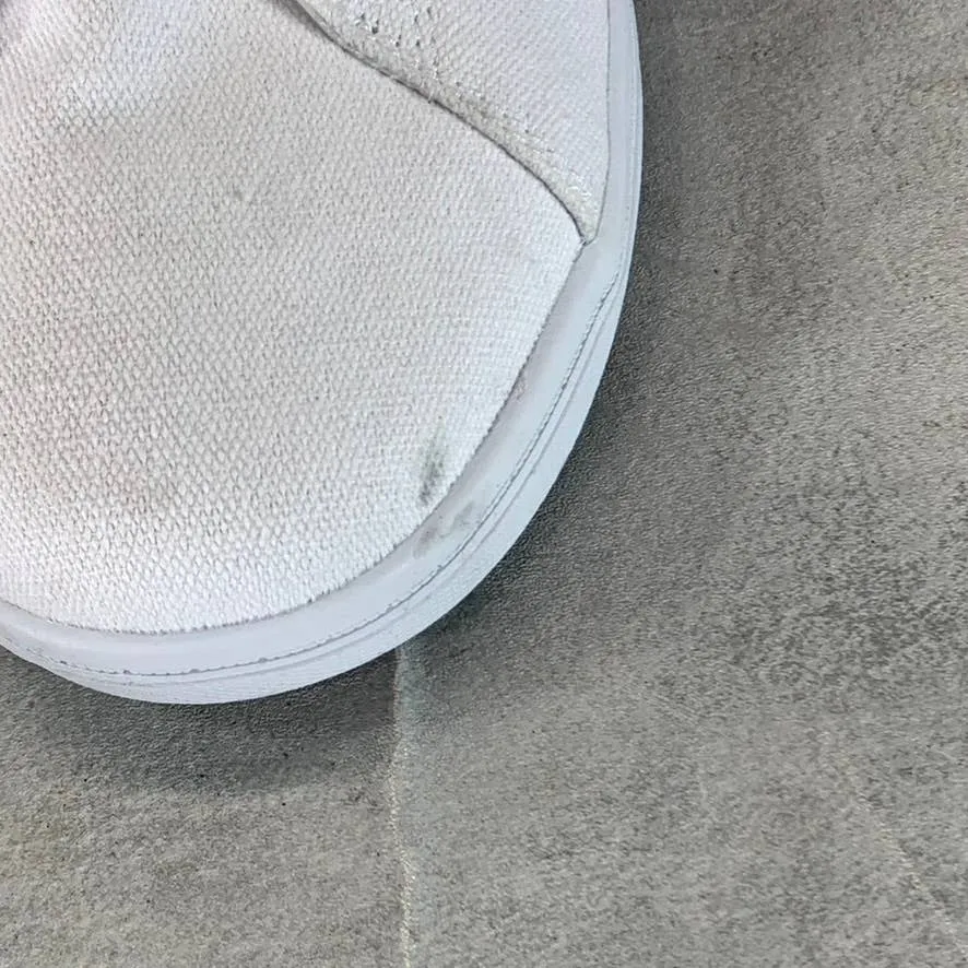 GOATS Women's White Canvas The 573 Wide-Strap Round-Toe Slip-on Sneakers SZ 8