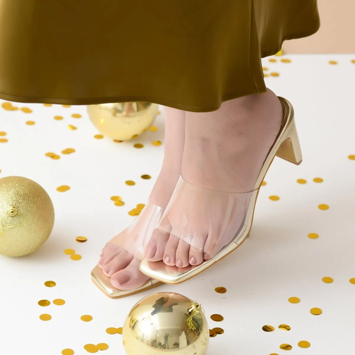 Gold Clear Heels