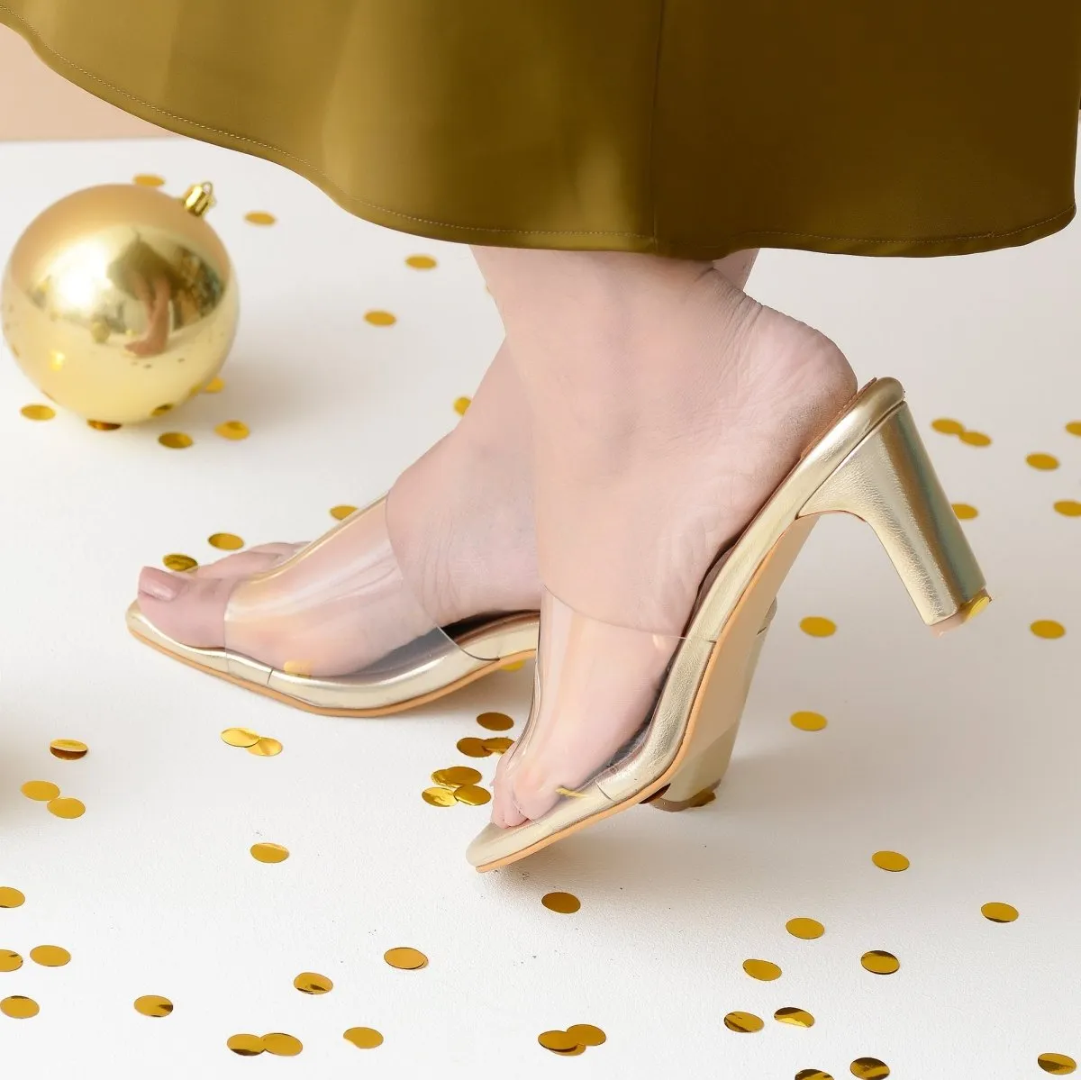 Gold Clear Heels