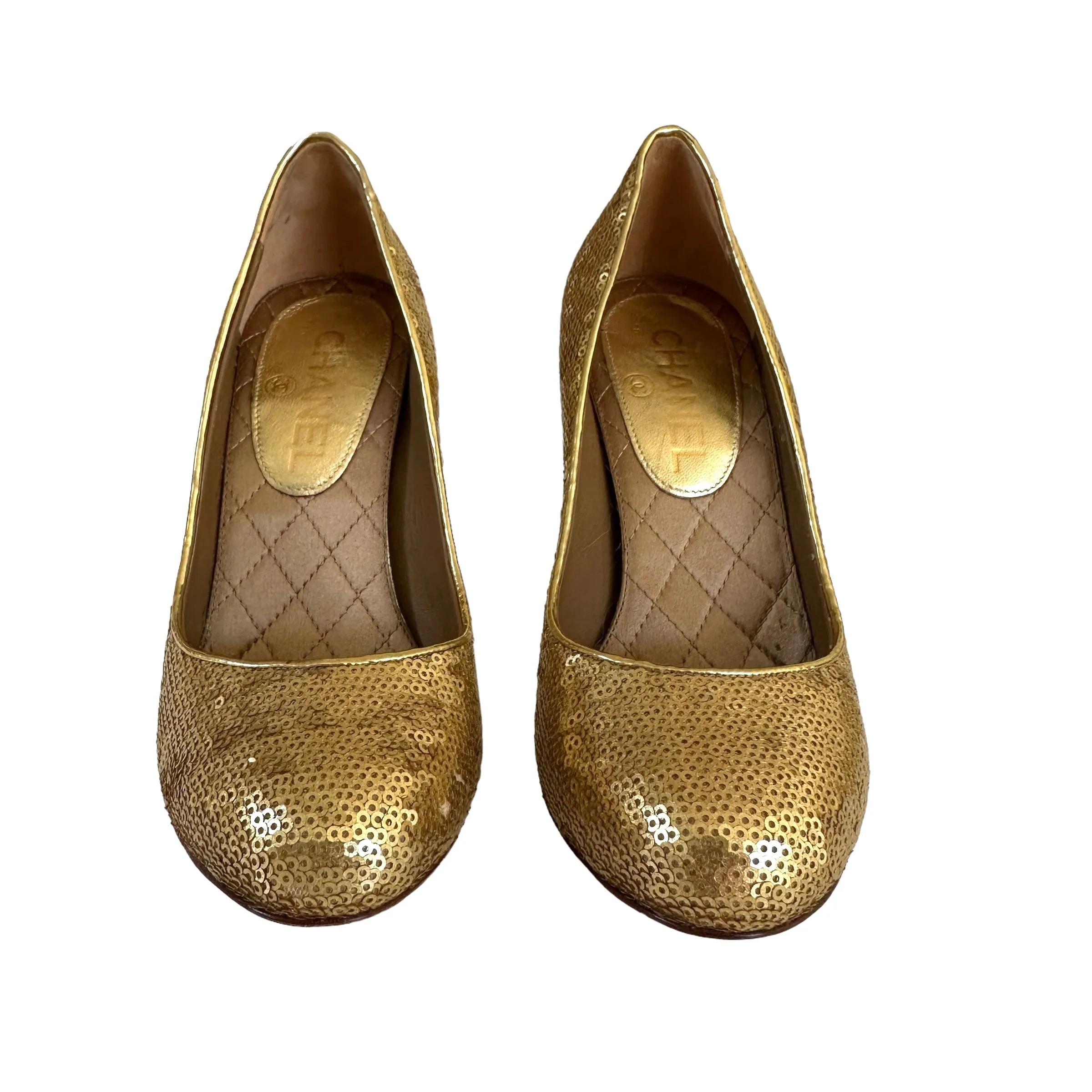Gold Sequins Heels - 6