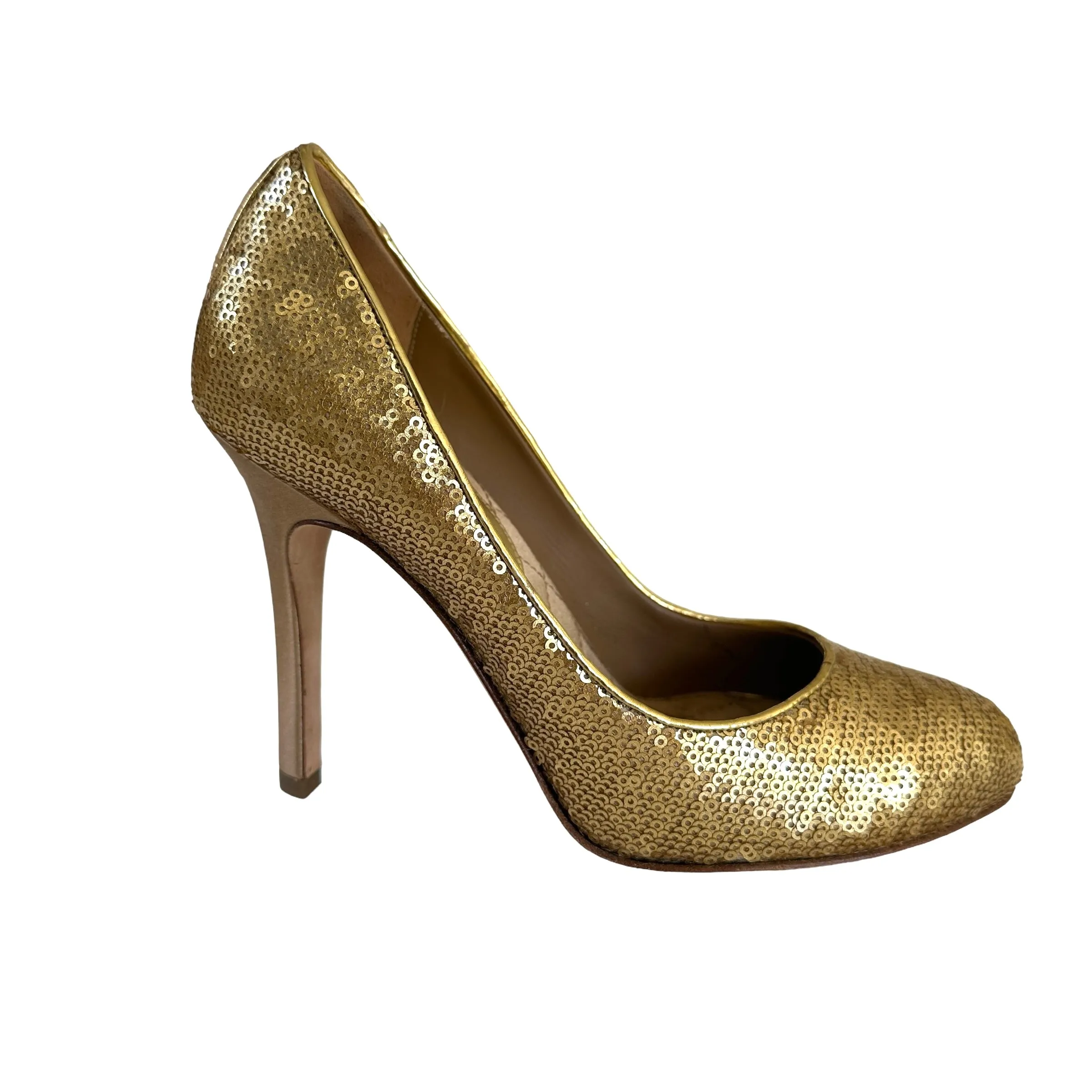 Gold Sequins Heels - 6