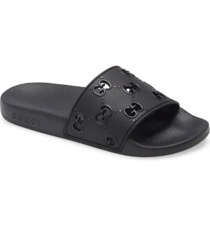 GUCCI GG RUBBER SLIDE SANDALS
