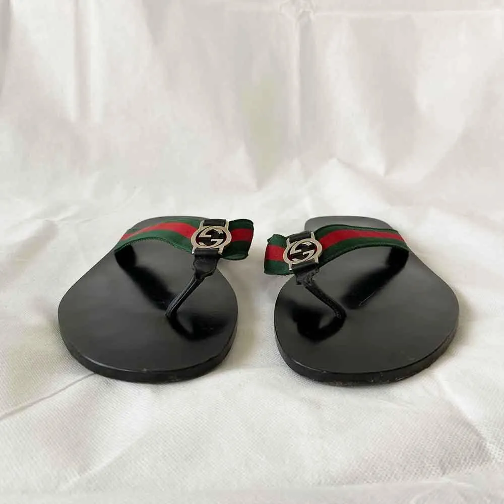 Gucci Web-print flip-flops, Size 11 (Men)