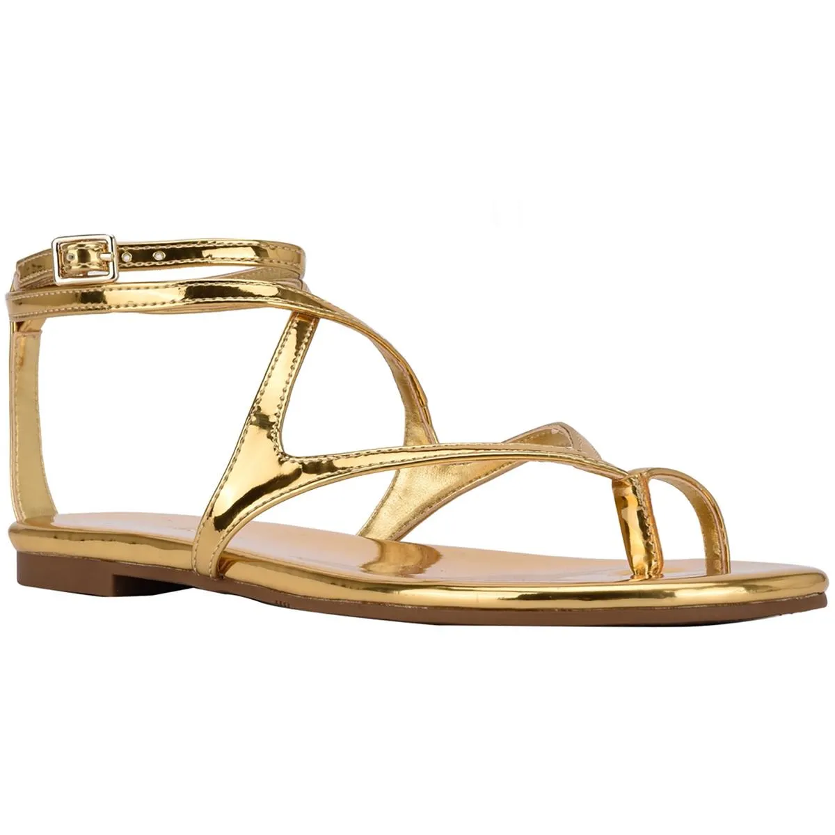 Guess Womens Nalanie Patent Strappy Gladiator Sandals