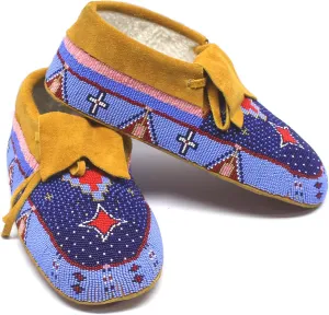 Handmade Beaded Moccasin, Inspired by Native American Style Handicraft Beaded Women Leather Moccasin, Driving Mocs - Comfortable and Stylish Shoes.