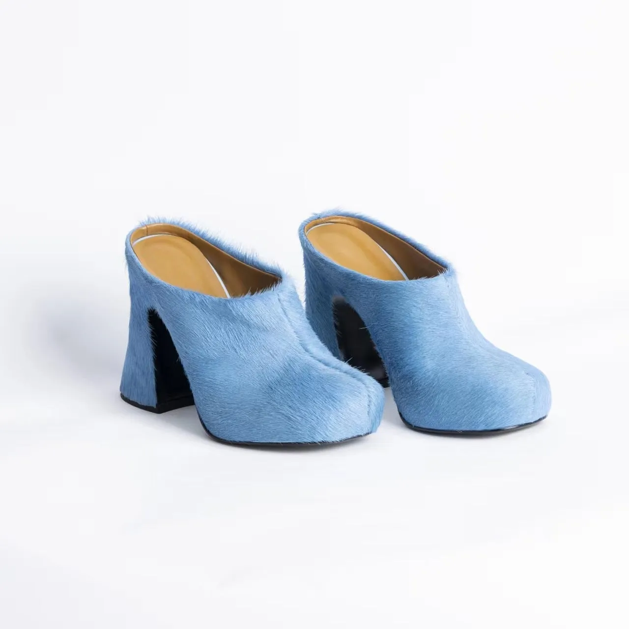 High Quality Leather Women's High Heels Horsehair Slippers Summer New Luxury Brand Designer Casual Comfortable Fashion Sandals