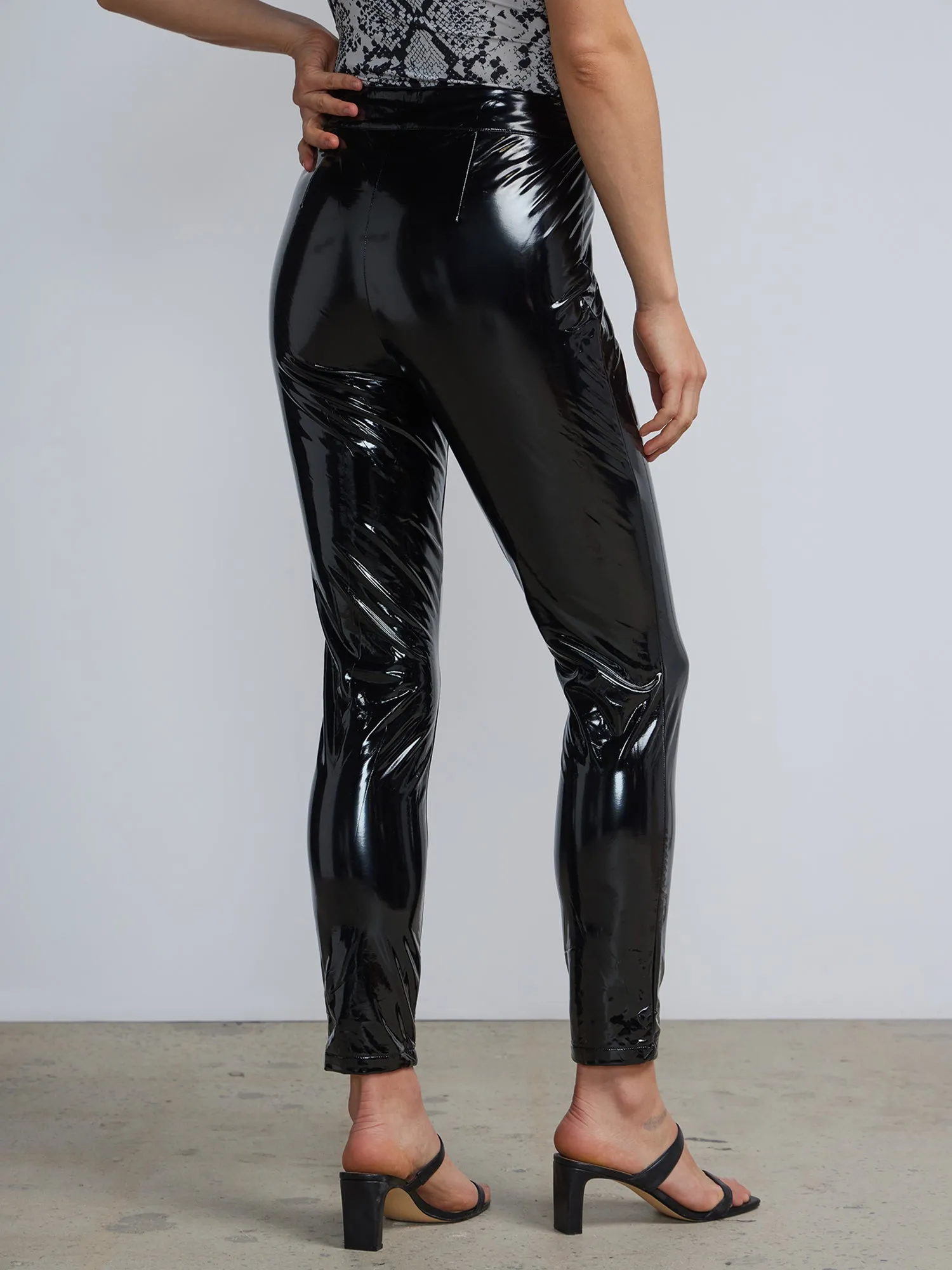 High-Shine Faux-Leather Ankle Pant