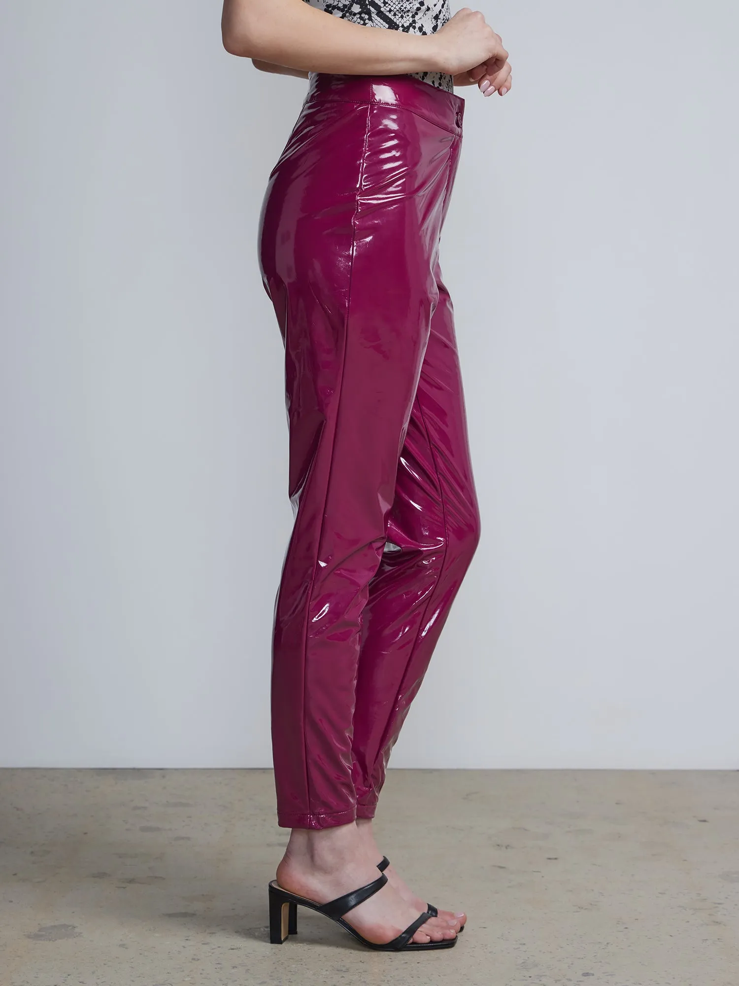 High-Shine Faux-Leather Ankle Pant