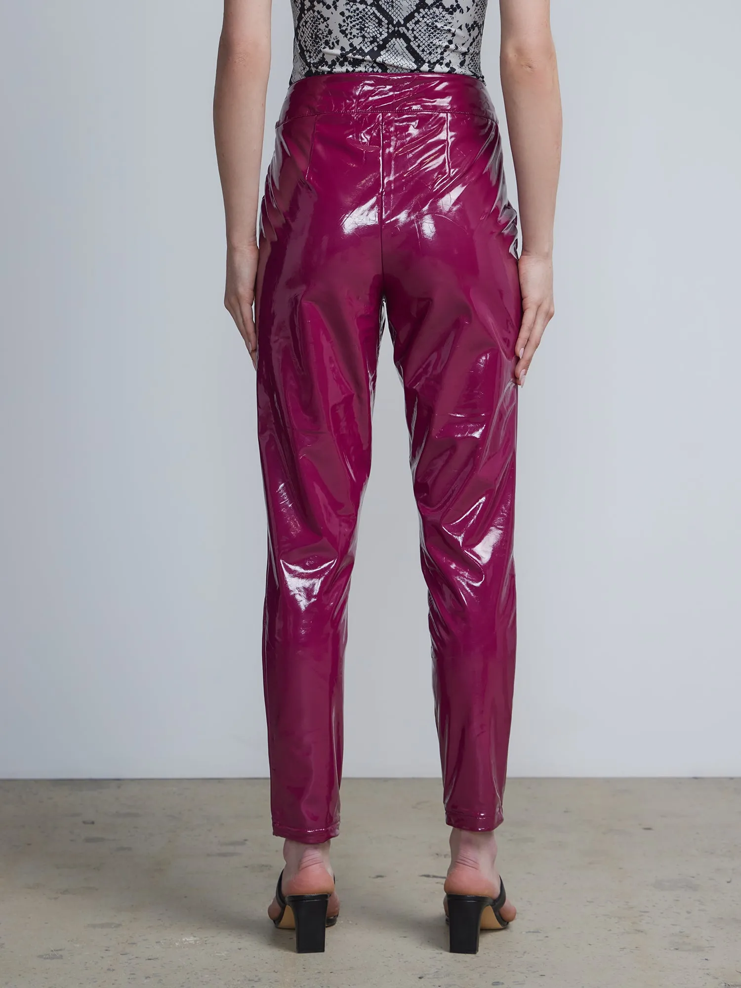High-Shine Faux-Leather Ankle Pant