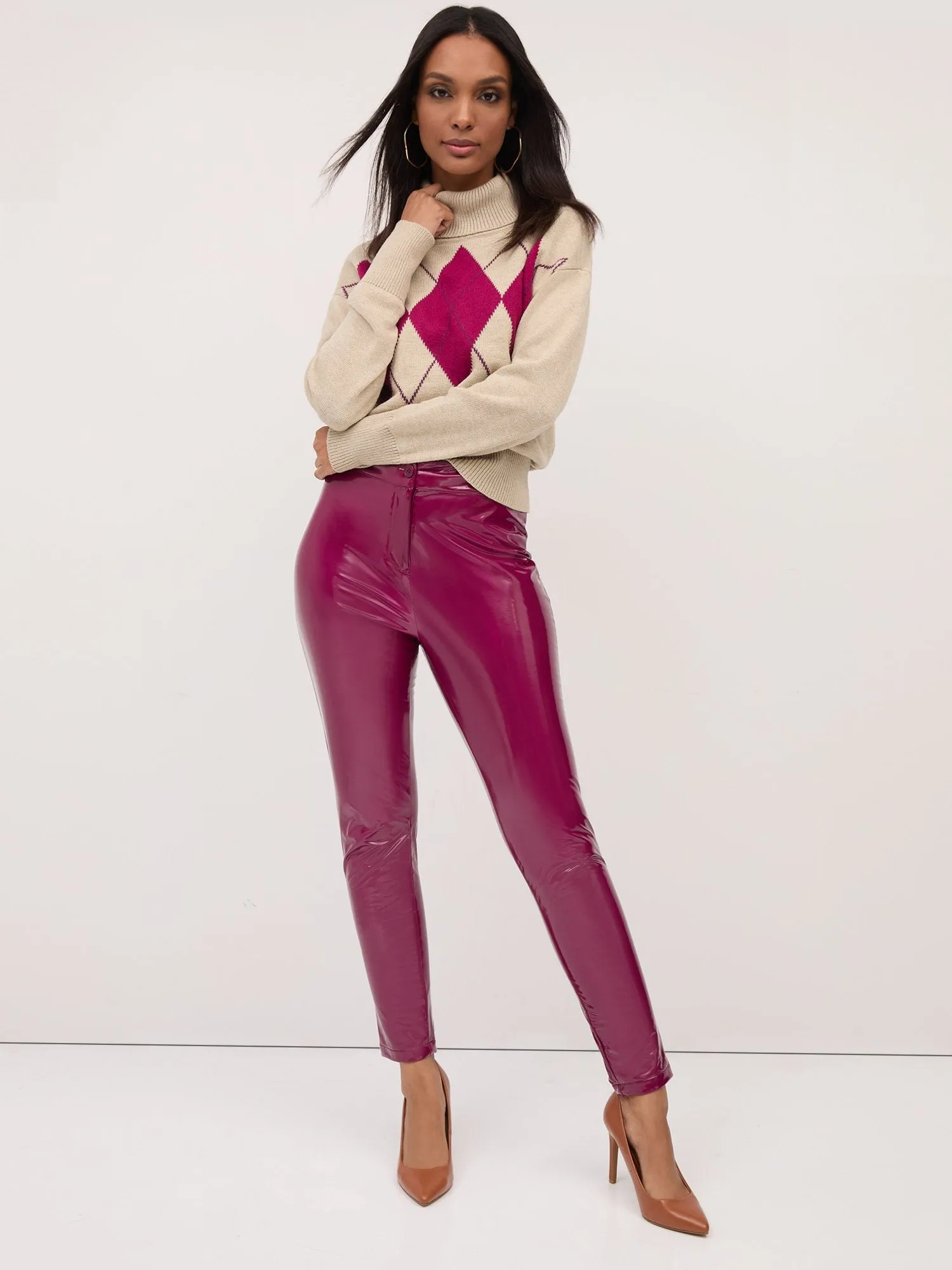 High-Shine Faux-Leather Ankle Pant