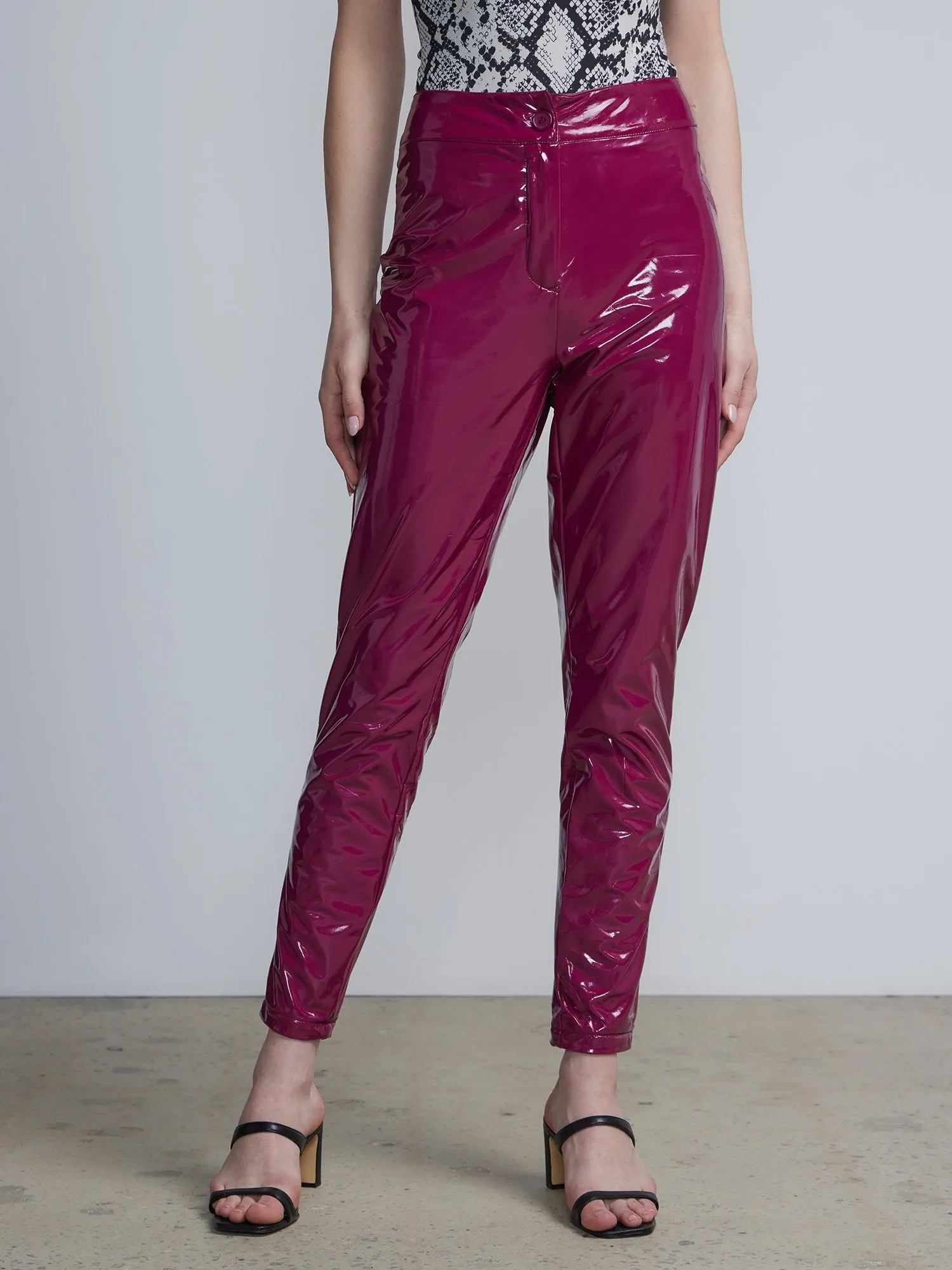 High-Shine Faux-Leather Ankle Pant