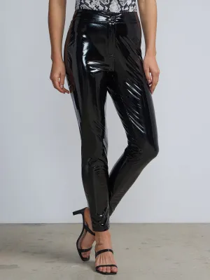 High-Shine Faux-Leather Ankle Pant