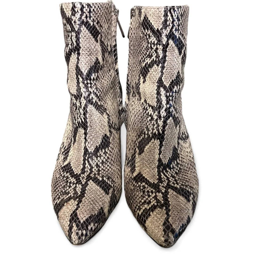 Hilty Snake Skin Ankle Boot Block Heel Pointed Toe