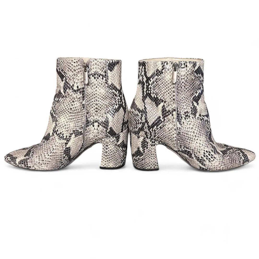 Hilty Snake Skin Ankle Boot Block Heel Pointed Toe