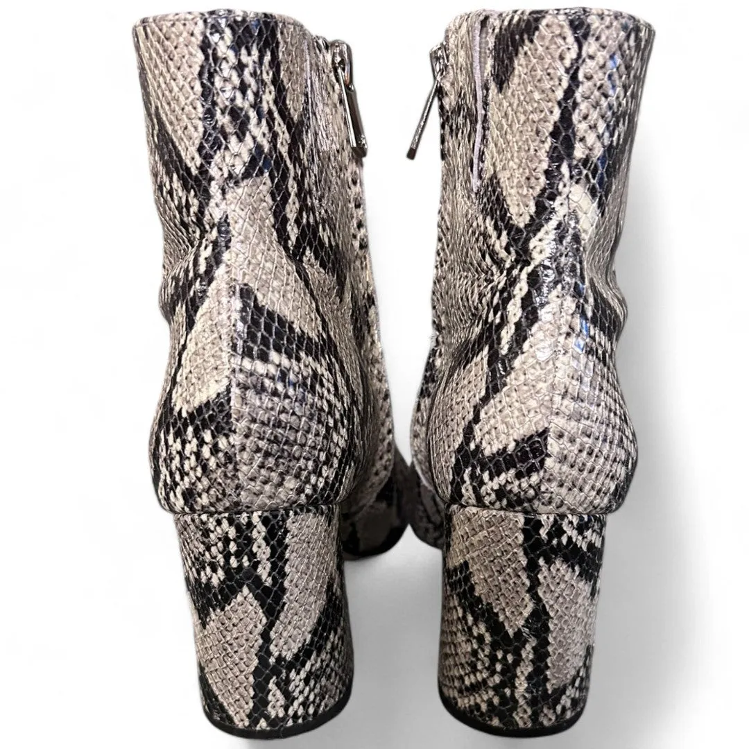 Hilty Snake Skin Ankle Boot Block Heel Pointed Toe