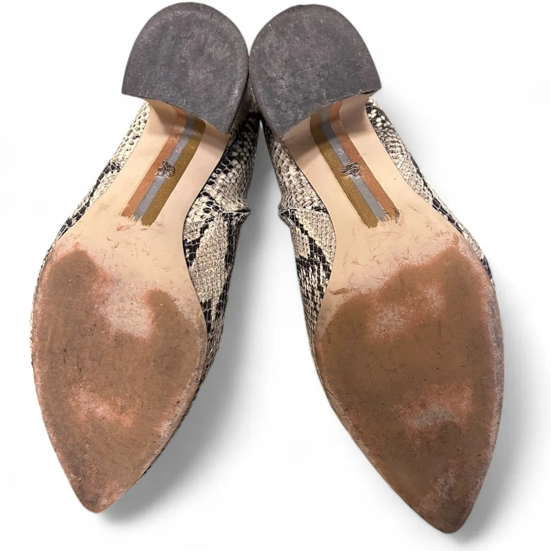 Hilty Snake Skin Ankle Boot Block Heel Pointed Toe
