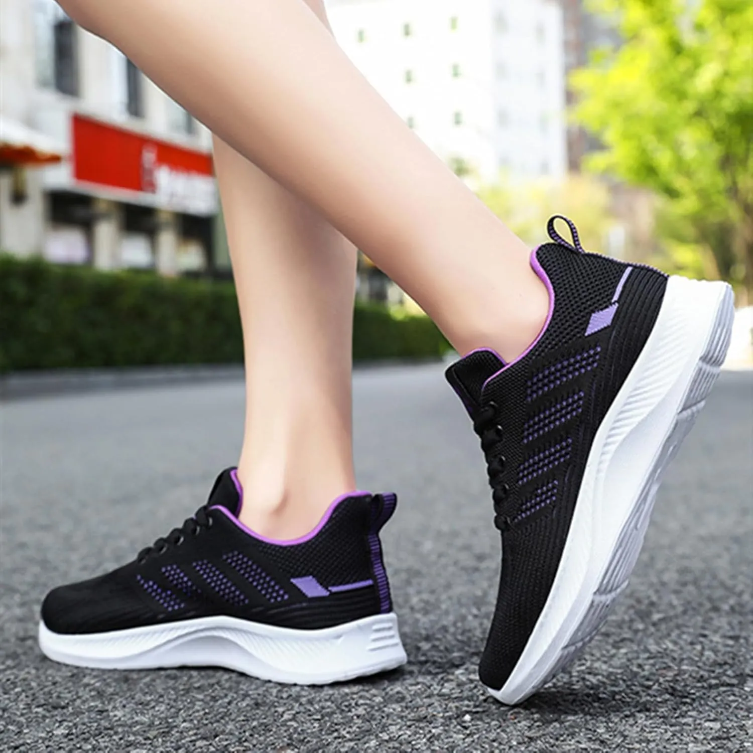 HINDOLA Womens Sneakers Lightweight Running Shoes Mesh Breathable Fashion Sneakers Athletic Comfortable Casual Non Slip Walking Shoes