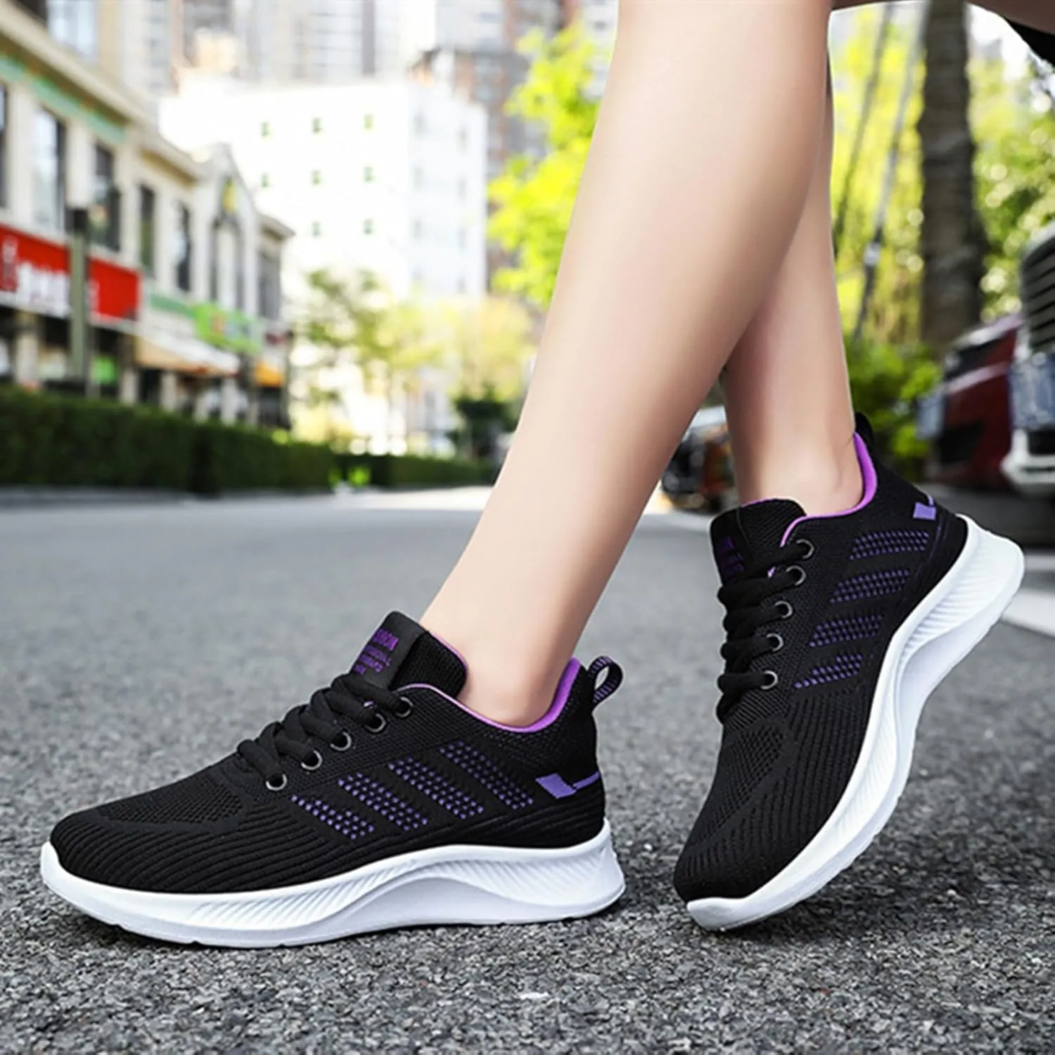 HINDOLA Womens Sneakers Lightweight Running Shoes Mesh Breathable Fashion Sneakers Athletic Comfortable Casual Non Slip Walking Shoes