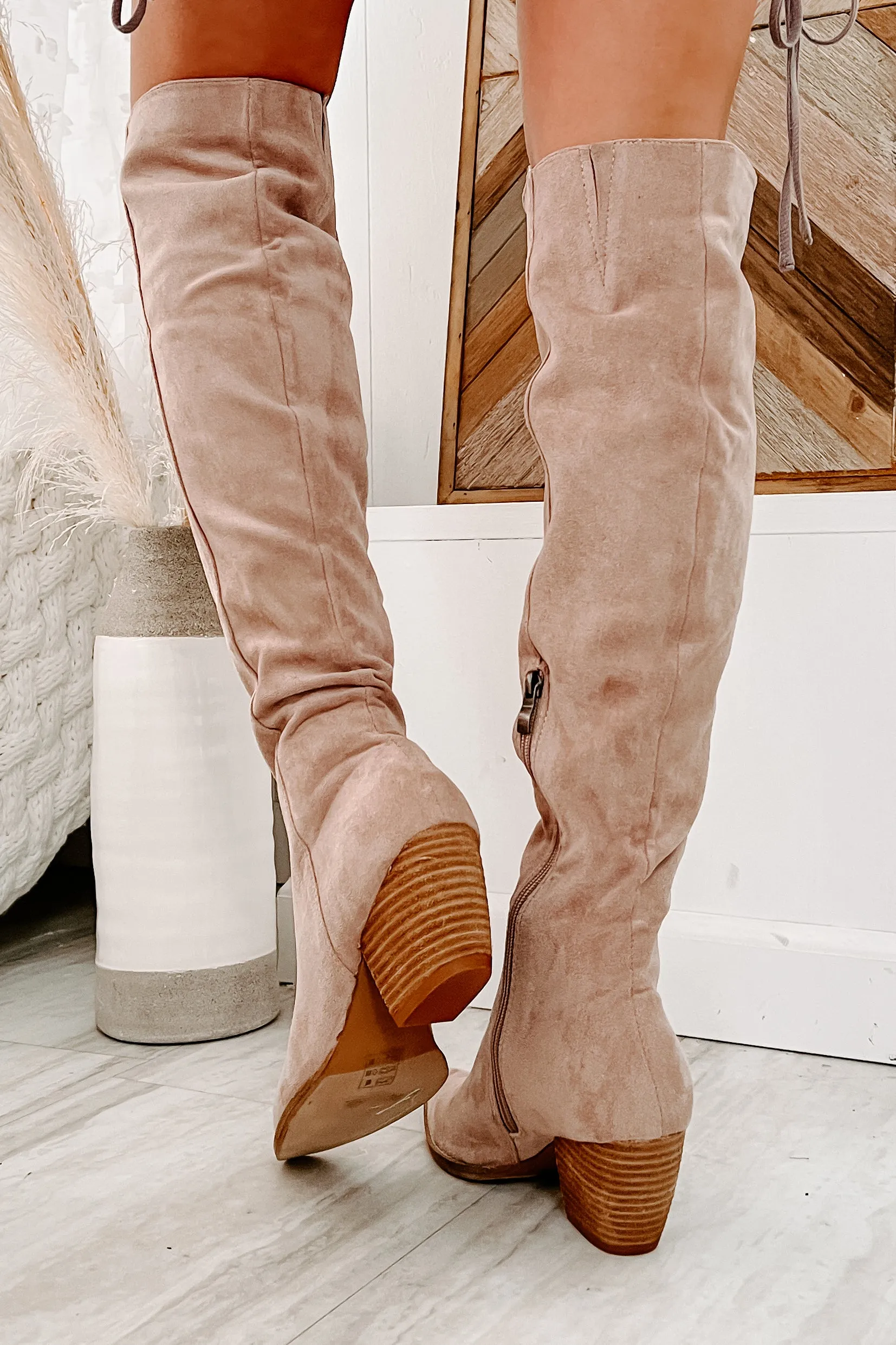 IMPERFECT Arisa Faux Suede Over The Knee Boots (Blush)