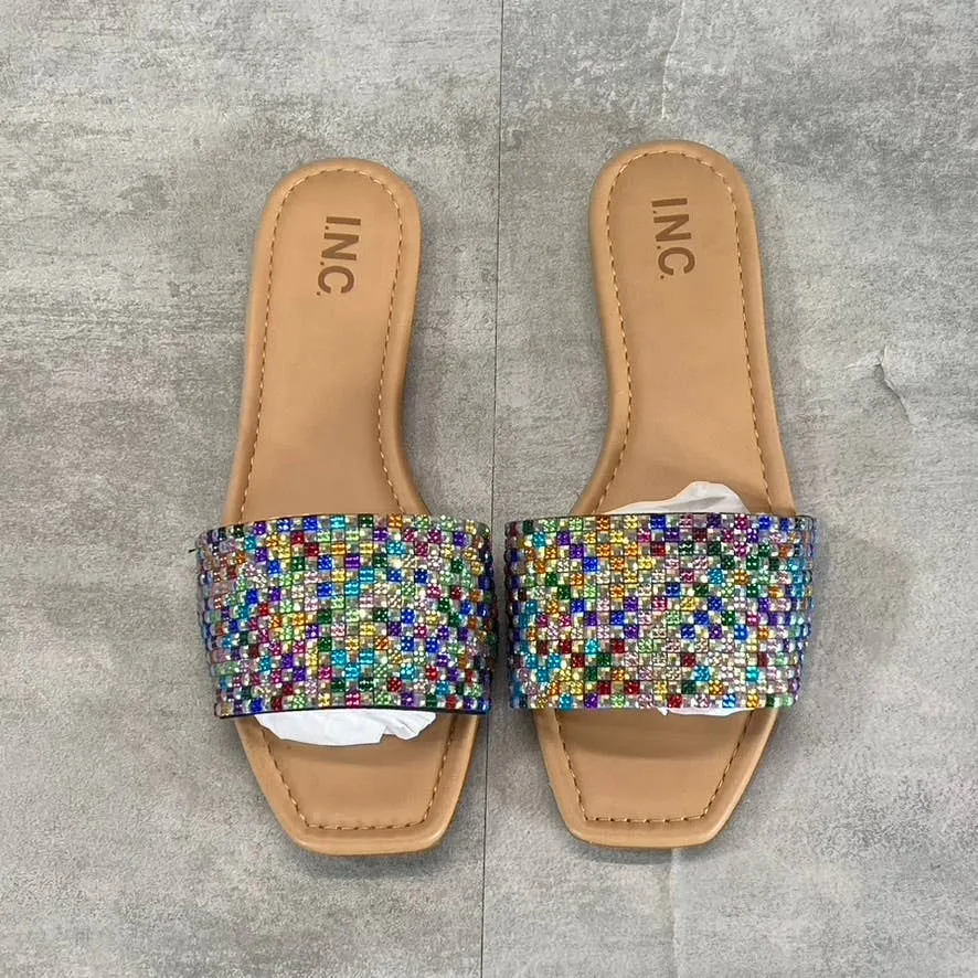 INC INTERNATIONAL CONCEPTS Women's Multicolor Rhinestone Nataliah Sandals SZ 7