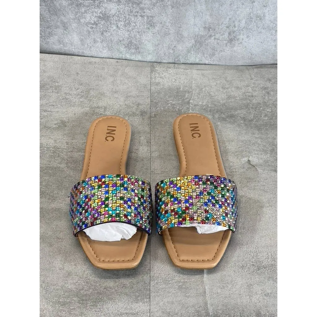 INC INTERNATIONAL CONCEPTS Women's Multicolor Rhinestone Nataliah Sandals SZ 7