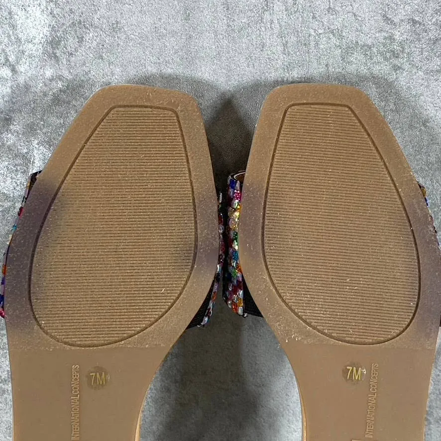 INC INTERNATIONAL CONCEPTS Women's Multicolor Rhinestone Nataliah Sandals SZ 7