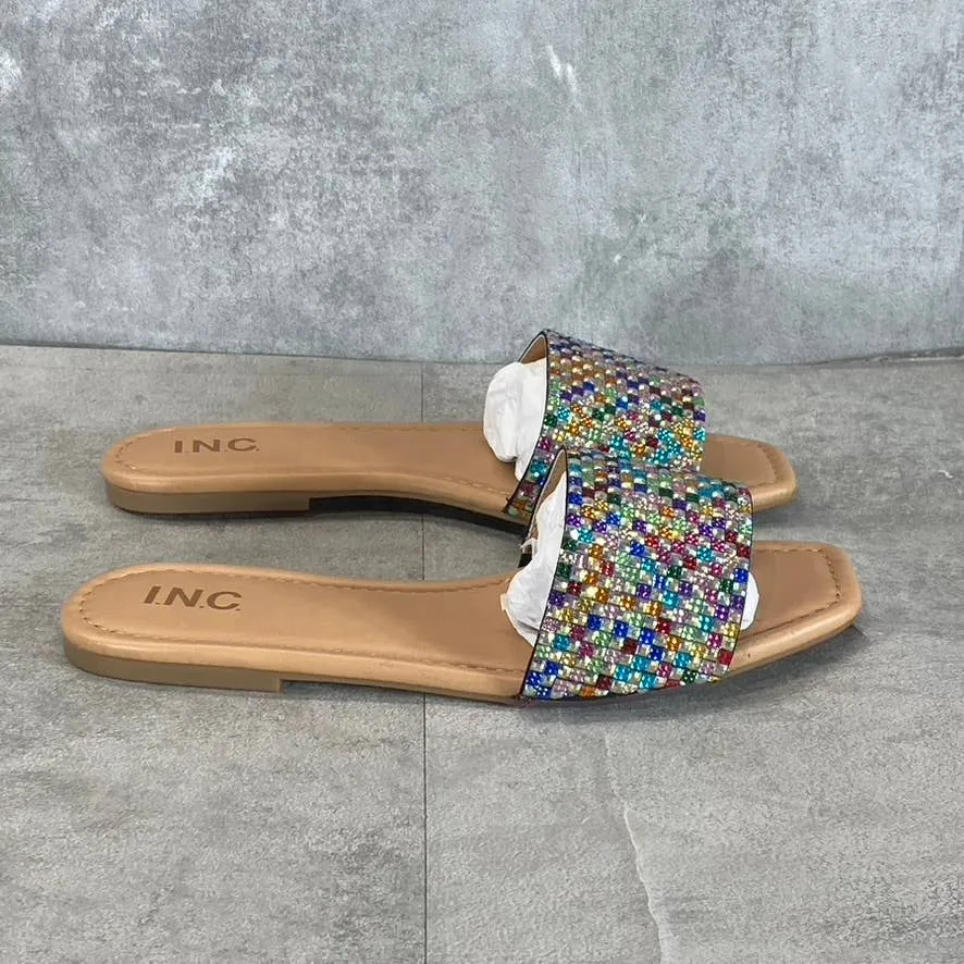 INC INTERNATIONAL CONCEPTS Women's Multicolor Rhinestone Nataliah Sandals SZ 7