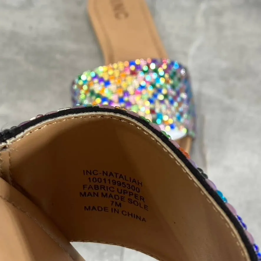 INC INTERNATIONAL CONCEPTS Women's Multicolor Rhinestone Nataliah Sandals SZ 7