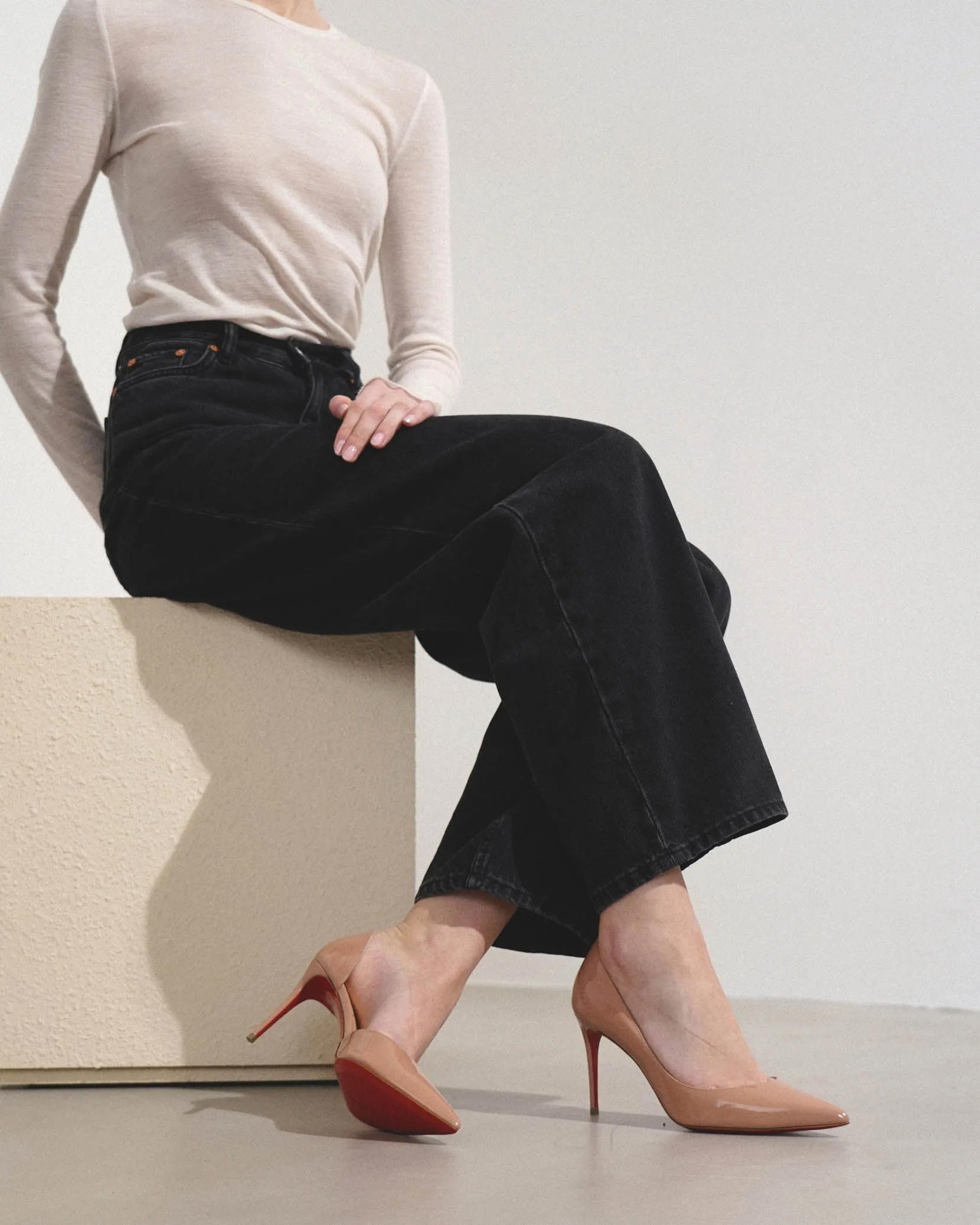Iriza 85 beige patent pumps
