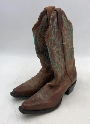 J.B Dillon Women's Brown Leather Cowgirl Western Boots - Size 8.5B