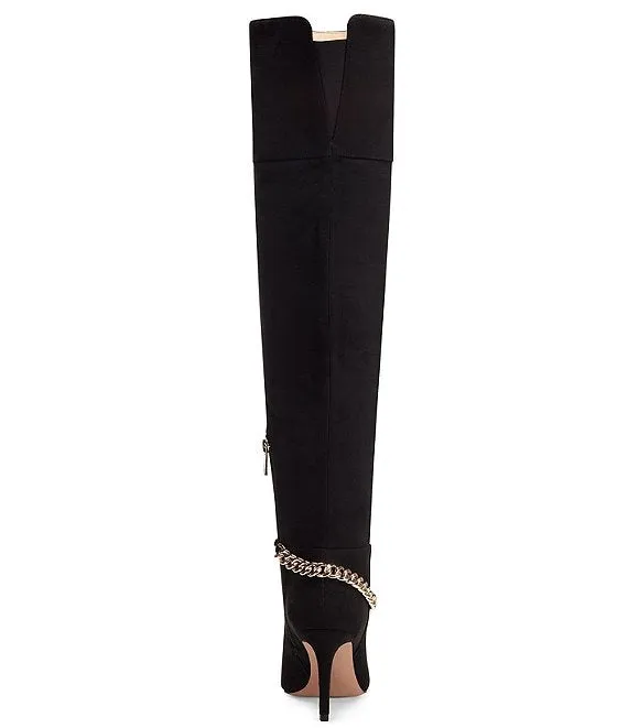 Jessica Simpson Ammira Chain Detail Over The Knee Stiletto Heel Boots Black