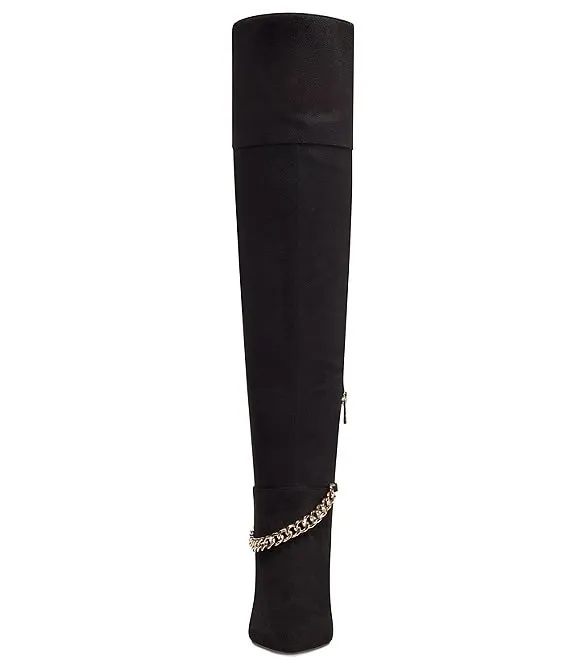 Jessica Simpson Ammira Chain Detail Over The Knee Stiletto Heel Boots Black