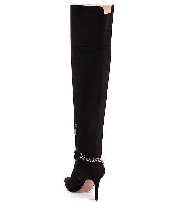 Jessica Simpson Ammira Chain Detail Over The Knee Stiletto Heel Boots Black