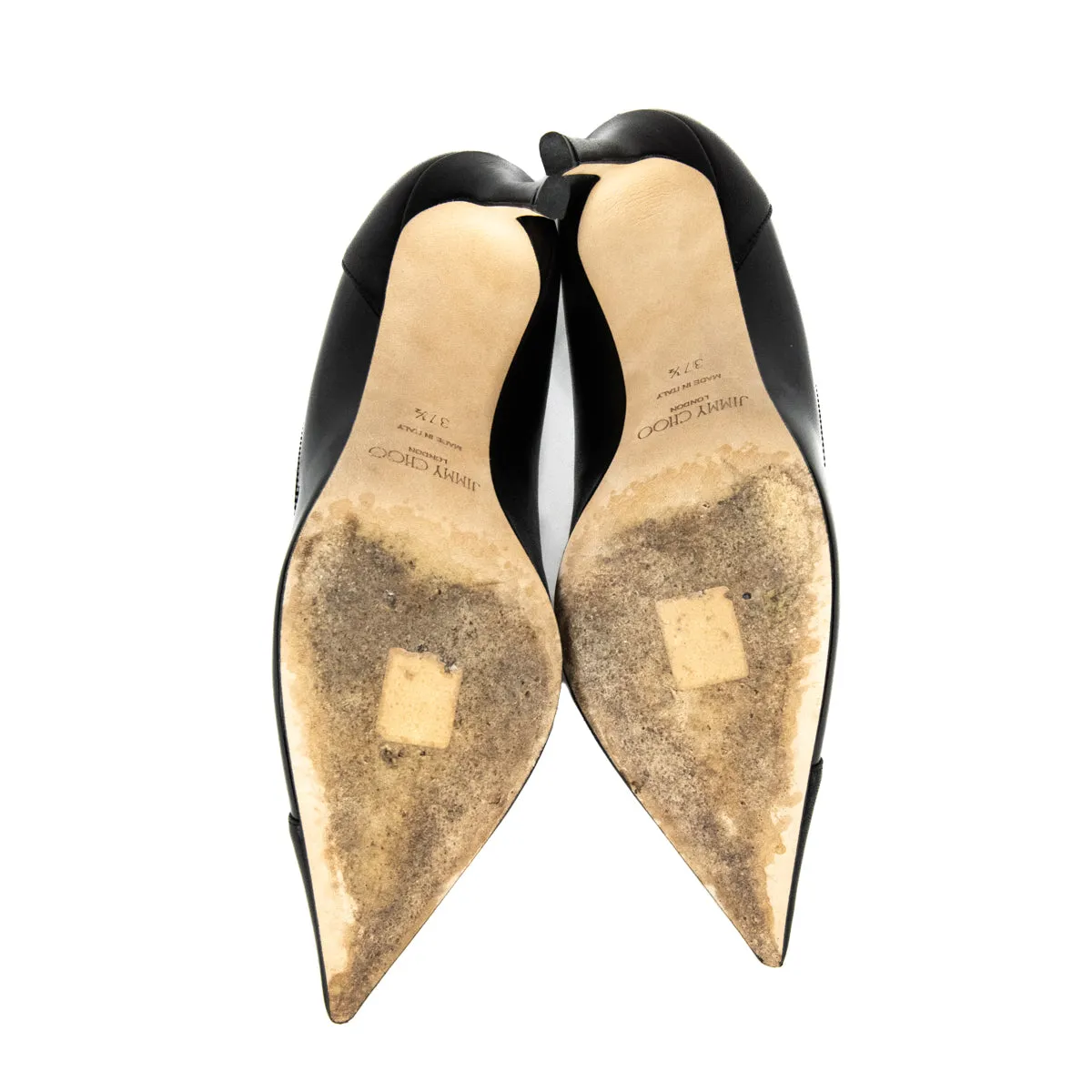 Jimmy Choo Black Nappa & Patent Cass 95 Pumps US 7.5 | EU 37.5