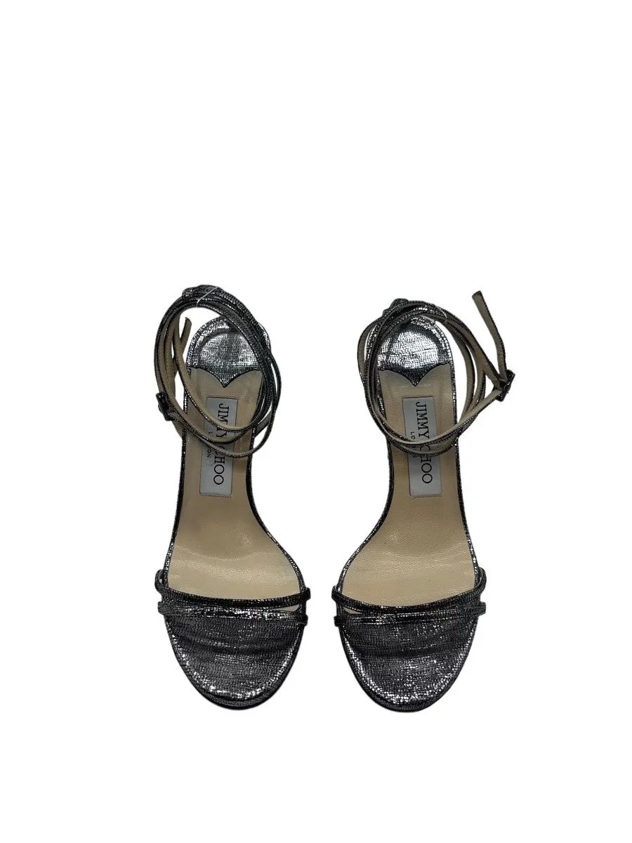 JIMMY CHOO Tizzy 100 Metallic Pixelated Leather Heels - Sz. 36
