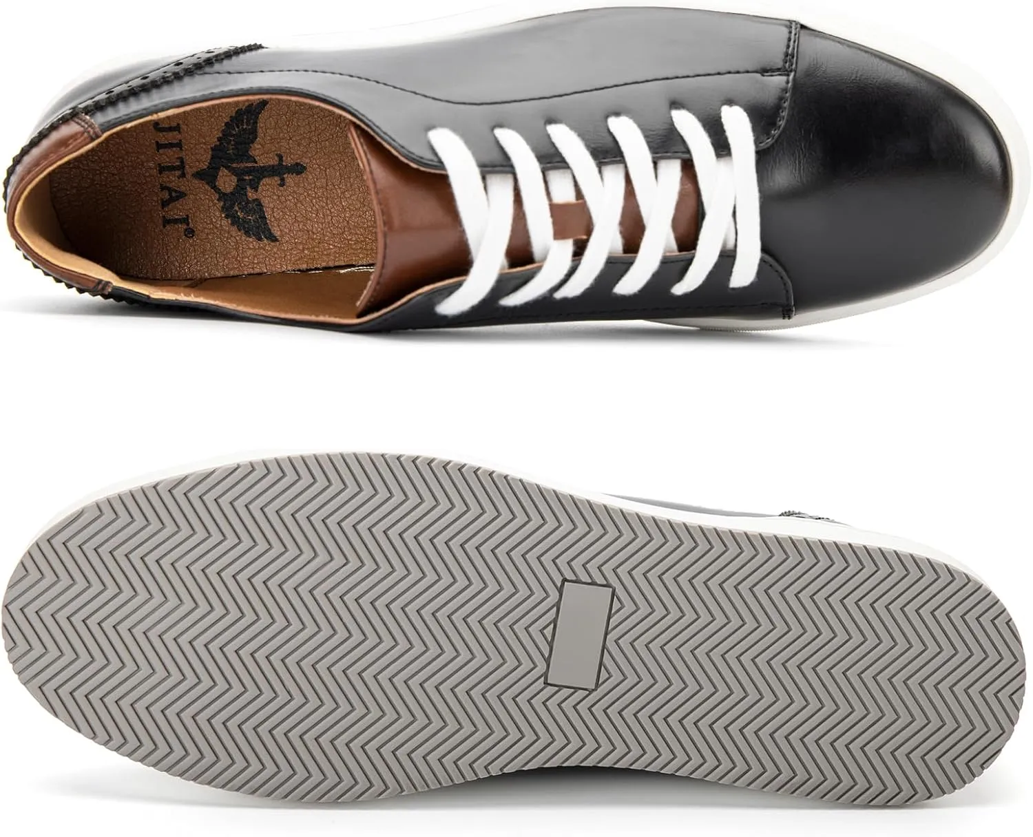 JITAI Men's Fashion Sneakers Shoes Lightweight Fashion Shoes with Wingtip Brogue & Lace-up Design Casual Business Shoes
