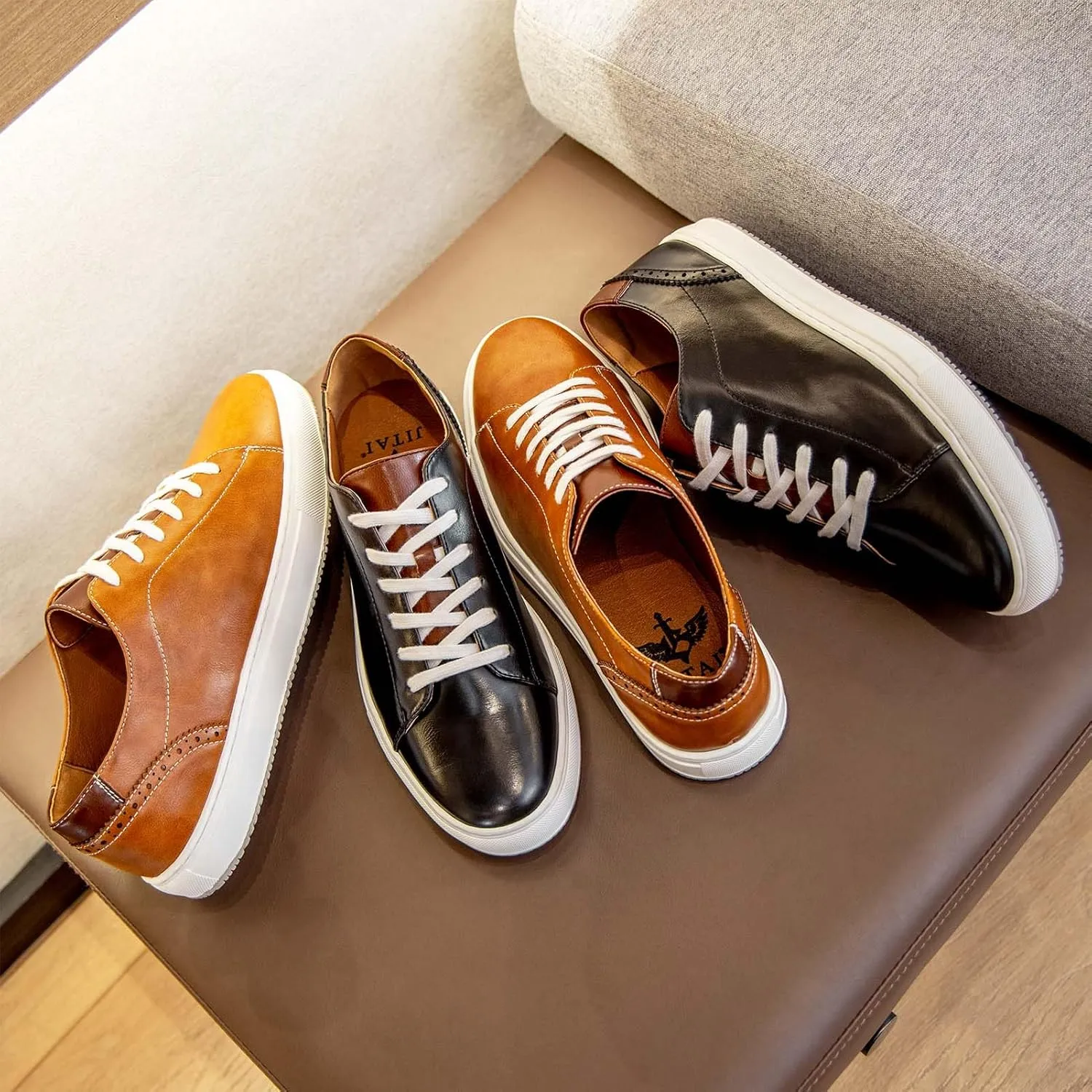 JITAI Men's Fashion Sneakers Shoes Lightweight Fashion Shoes with Wingtip Brogue & Lace-up Design Casual Business Shoes