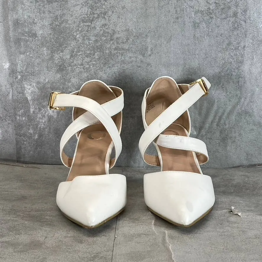 JOURNEE COLLECTION Women's White Wide Riva Pointed-Toe Pumps SZ 6.5